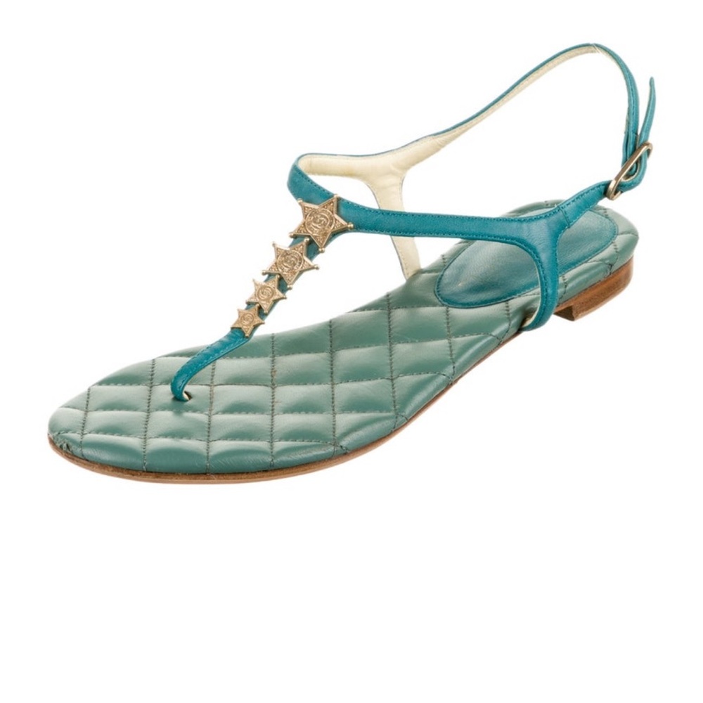 Chanel interlocking CC logo star t strap sandals - 37